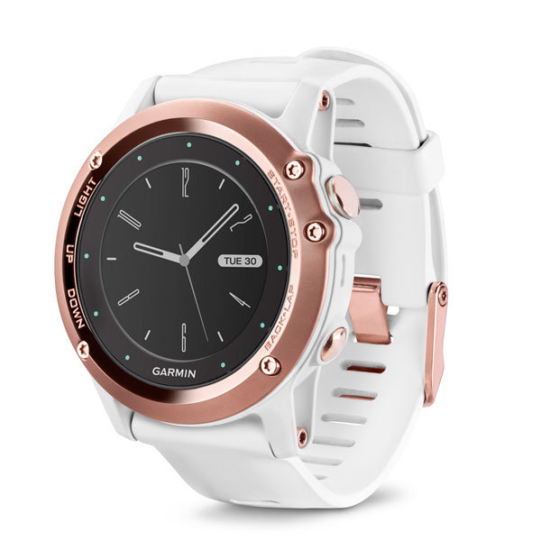 گارمین ایران | Garmin | GpsRahnegar | ساعت گارمين fenix 3 Sapphire Rose Gold  with white band